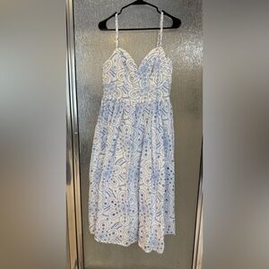 Lulu's White and Blue Sleeveless Sundress